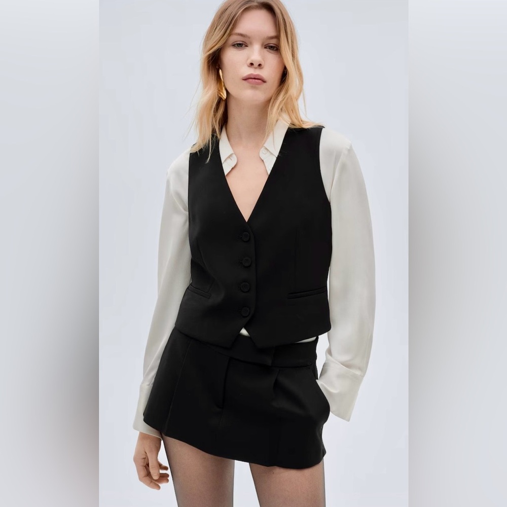 MANGO Women’s Buttons Detail Suit Vest Size XL